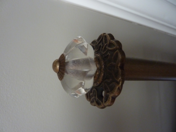 diy curtain rod with conduit and cabinet or drawer knobs