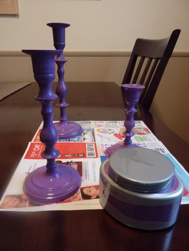 paint old brass candlesticks valspar purple royalty